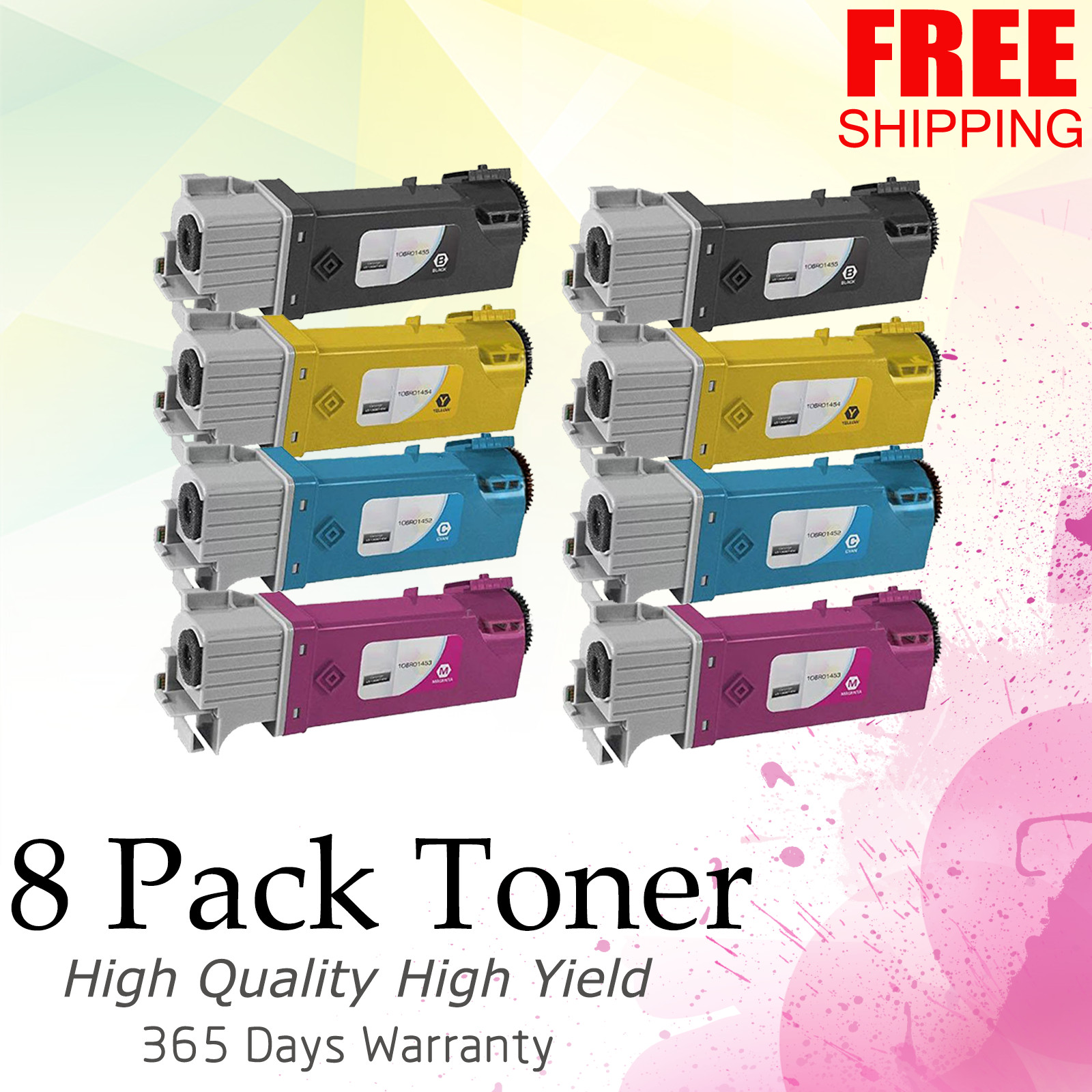 8 PACK Toner Cartridges CMYK for Xerox Phaser 6128/6128N MFP NEW US STOCK