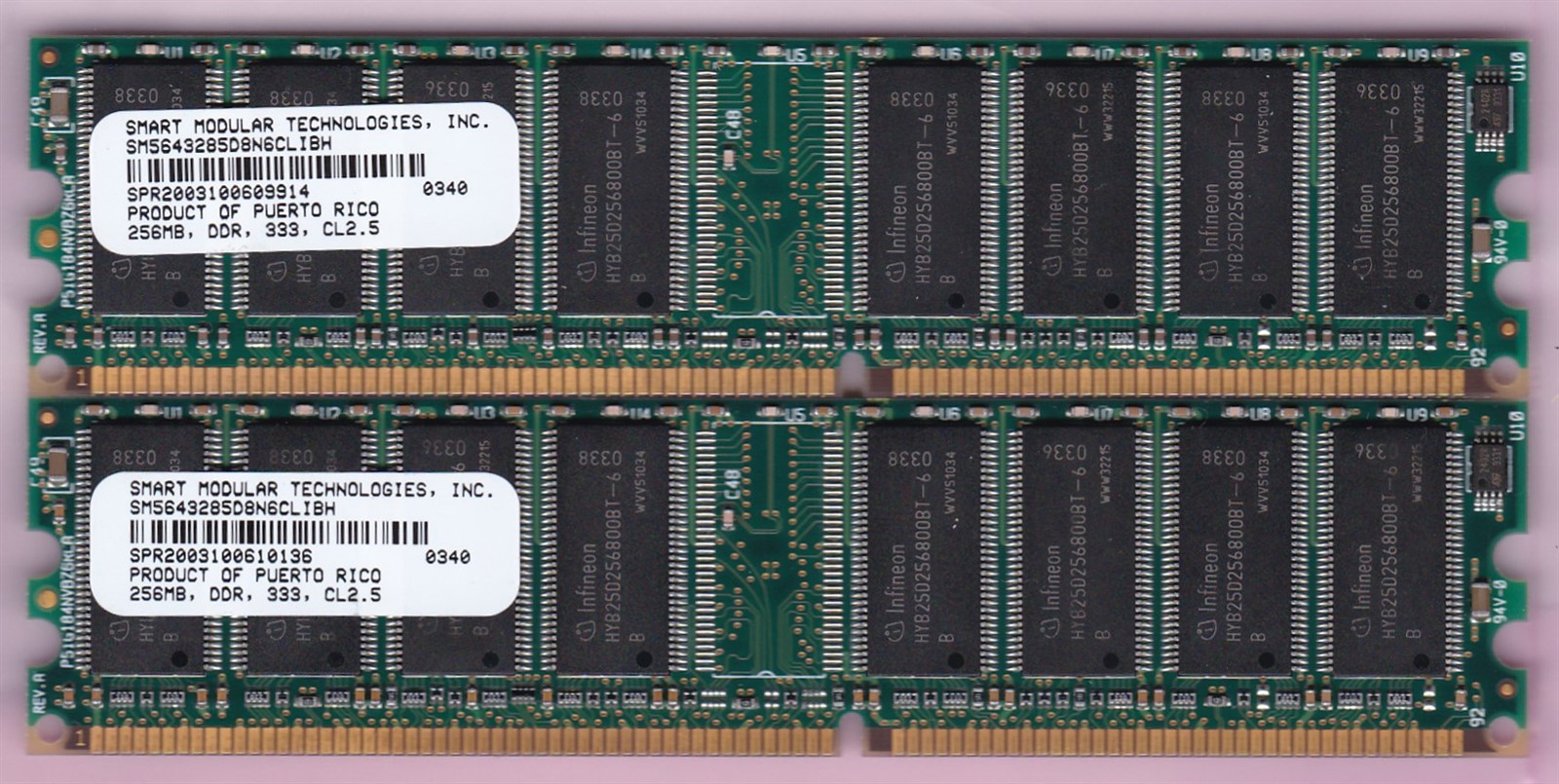 512MB 2x256MB PC-2700 SMART MODULAR SM5643285D8N6CLIBH DDR-333 Memory Kit DDR1