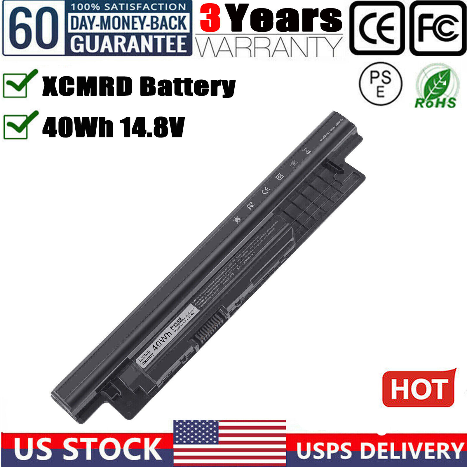 NEW 40WH XCMRD BATTERY FOR DELL INSPIRON 3531 3537 3541 3542 3543 14.8V 4-CELLS
