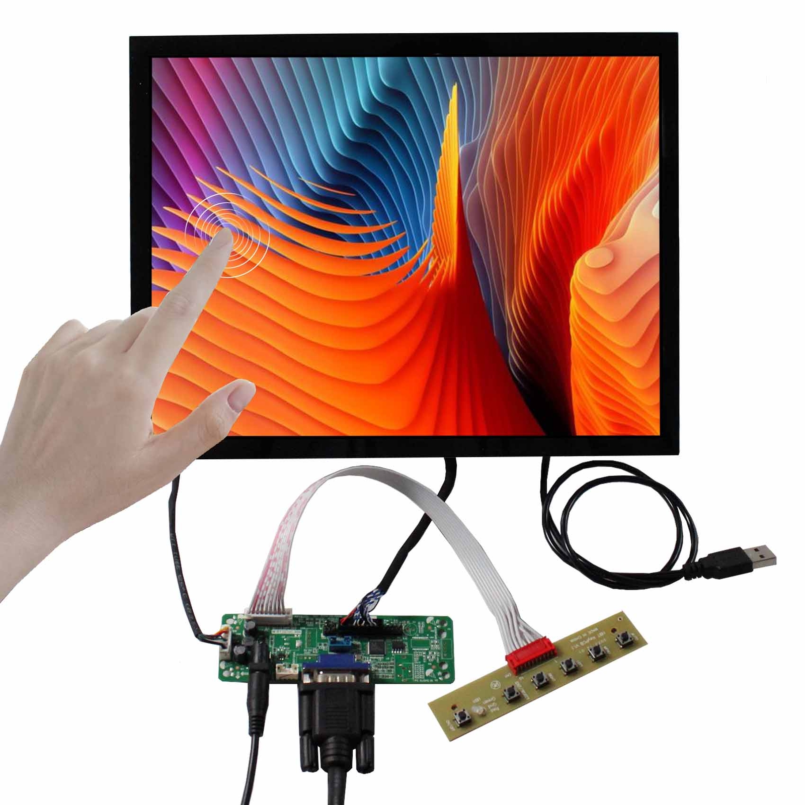 VGA LCD Controller Board 12.1 in CLAA121XA02DW 1024X768 Capacitive Touch LCD