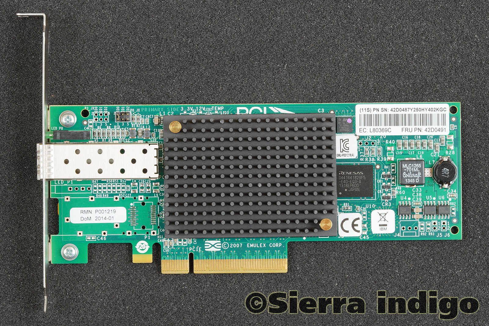 IBM FRU 42D0491 Emulex 8GB PCIe Single Port HBA Full Height Card