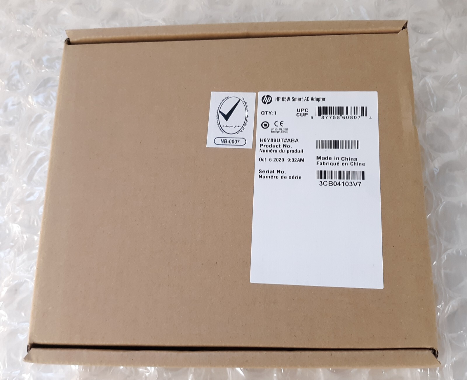HP 65w Smart AC Adapter w/ Adapter Dongle Converter H6Y89UT#ABA NEW *SEALED*