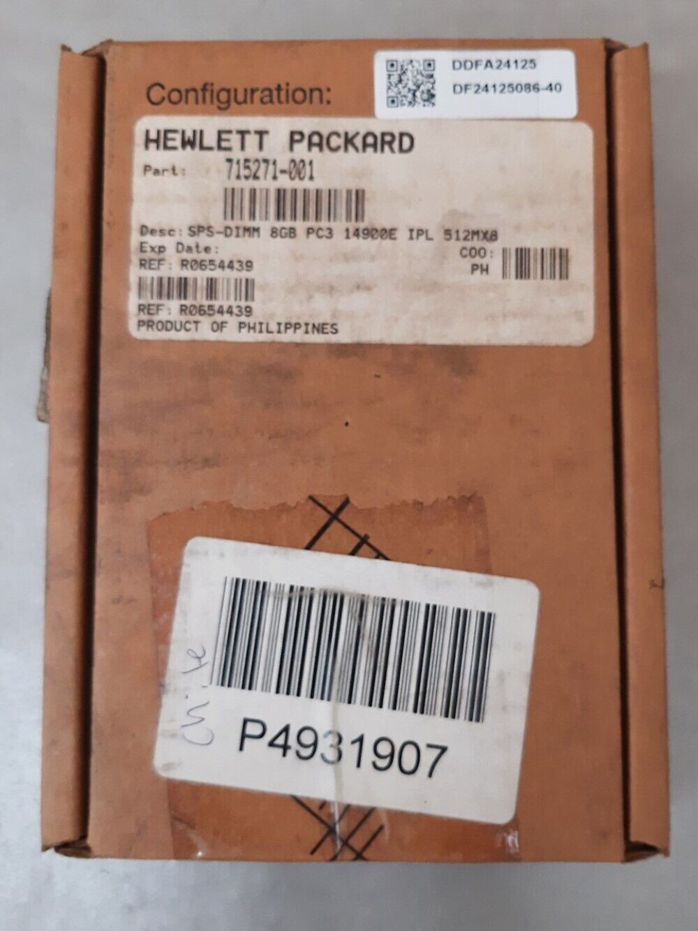 HP 715271-001 Dual Rank 8GB PC3-14900E DIMM 240-Pin 1866MHz DDR3 SDRAM Memory