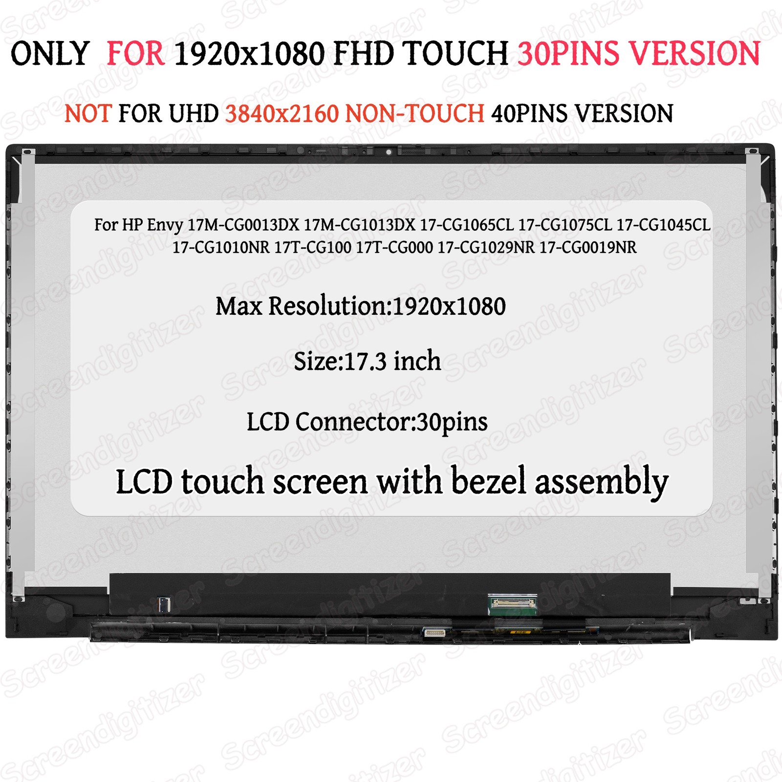 L87971-001 Replacement for HP Envy  17-CG1065CL17-CG1075CL FHD LCD Touch Screen