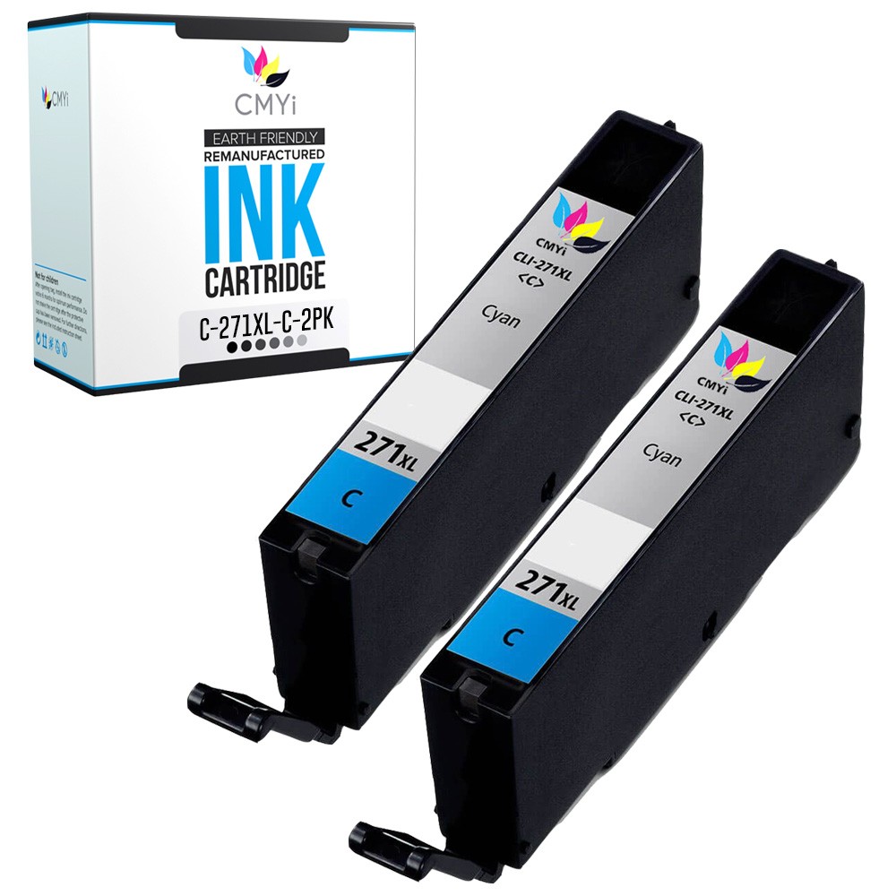 CMYi 2-Pack CLI-271XL Cyan Ink Cartridges for Canon PIXMA MG6821 MG6822 MG7700
