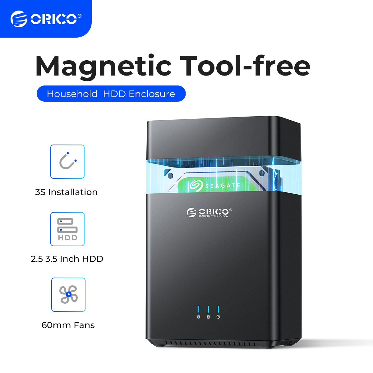 ORICO 5/2 Bay Hard Drive Enclosure 3.5\" SATA HDD Docking Station USB3.0/Type C1