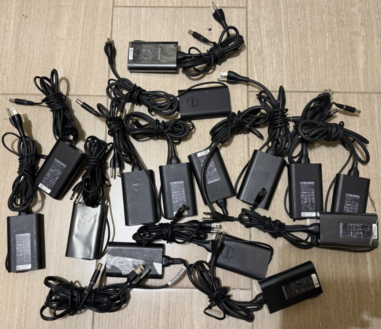 15 LOT - Genuine Dell 65W 7.4mm Laptop Adapter 19.5V 3.34A Charger w/ Power Cord