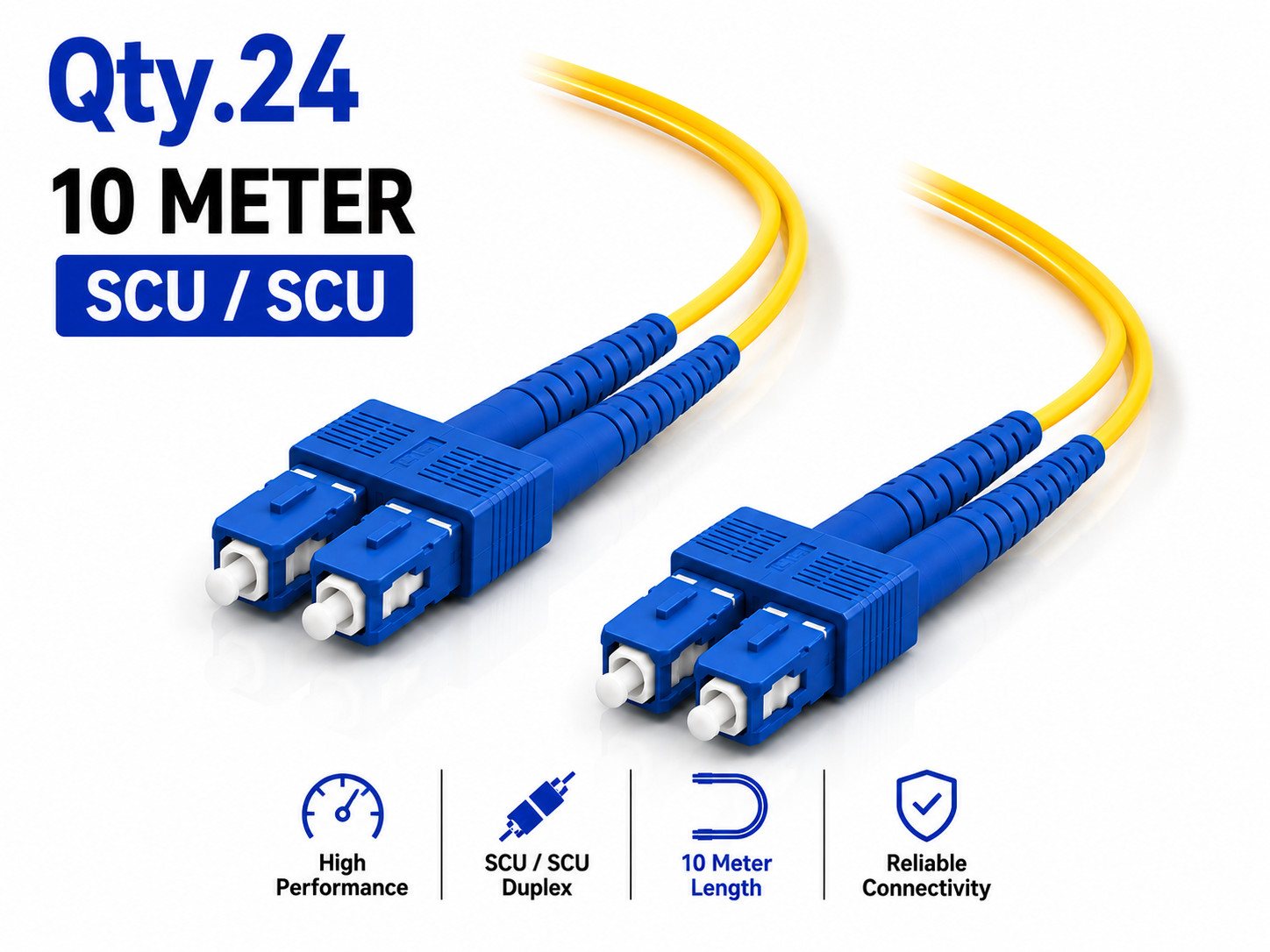 (24) 10 Meter SC/UPC - SC/UPC Duplex Fiber Patch Jumper OS2 SMF Singlemode Cable