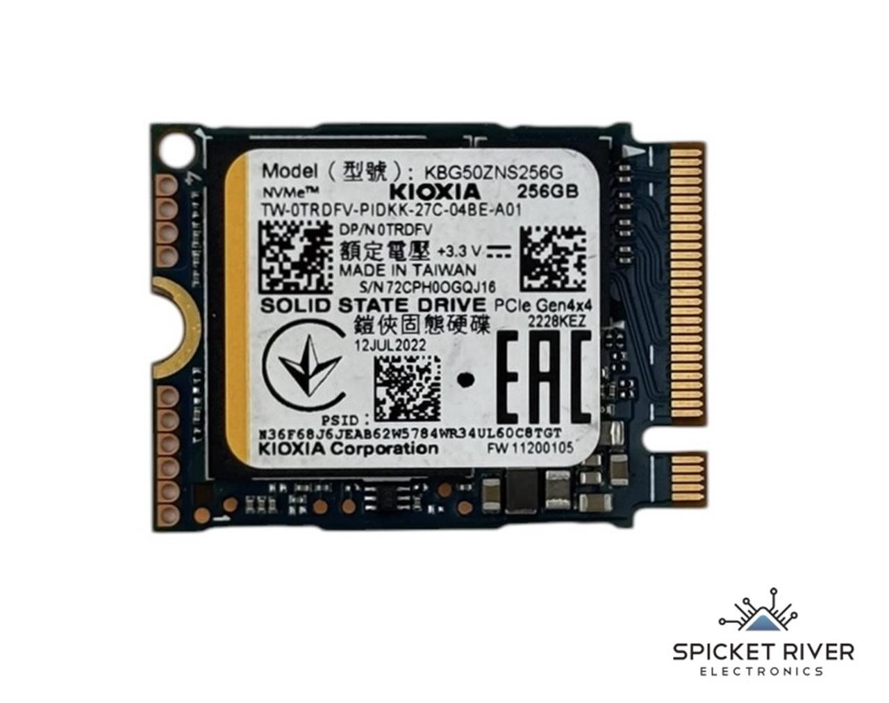 Kioxia KBG50ZNS256G 256GB M.2 2230 NVMe PCIe Gen4x4 Solid State Drive SSD