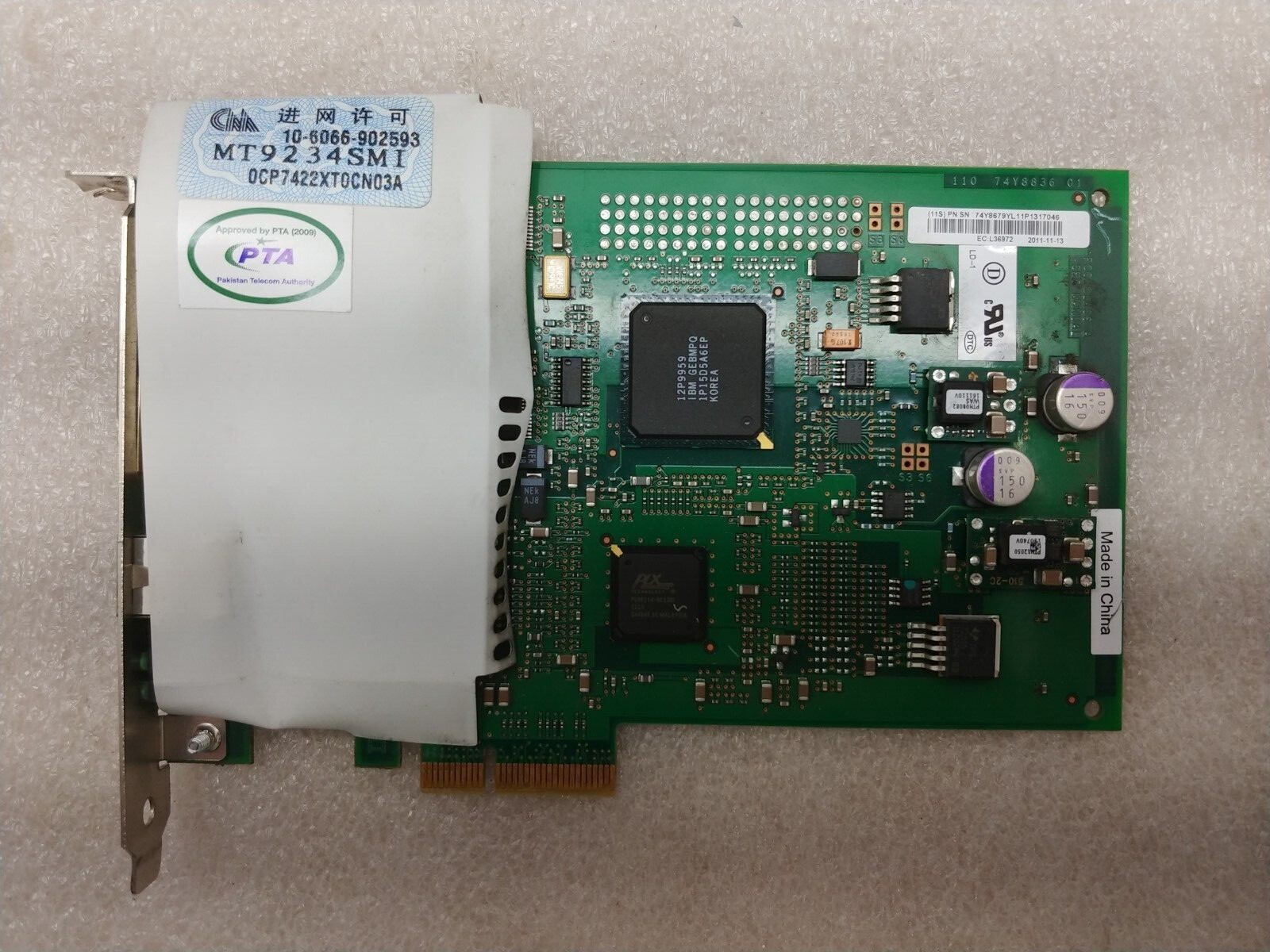IBM 74Y8679YL 2 Line WAN PCI-E with Modem CCIN 576C P/N 44V5401 