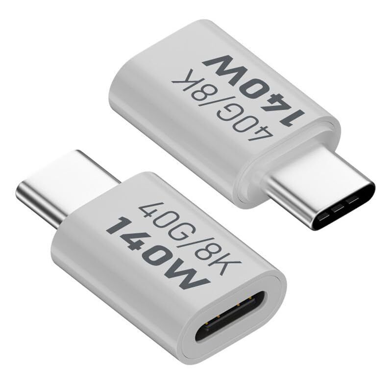 Refyras USB C Extender Adapter 40Gbps White 2Pack USB C Male to Female Extens...