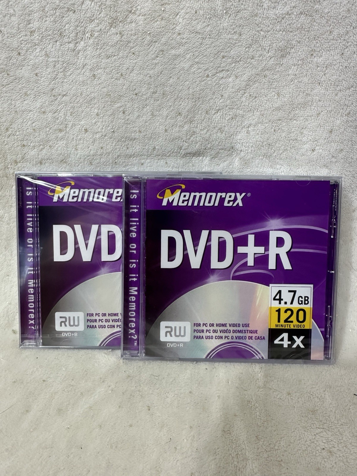 Lot of 2 Memorex DVD+R 4.7GB 120 Min 4X Blank Recordable Discs New Sealed Pack