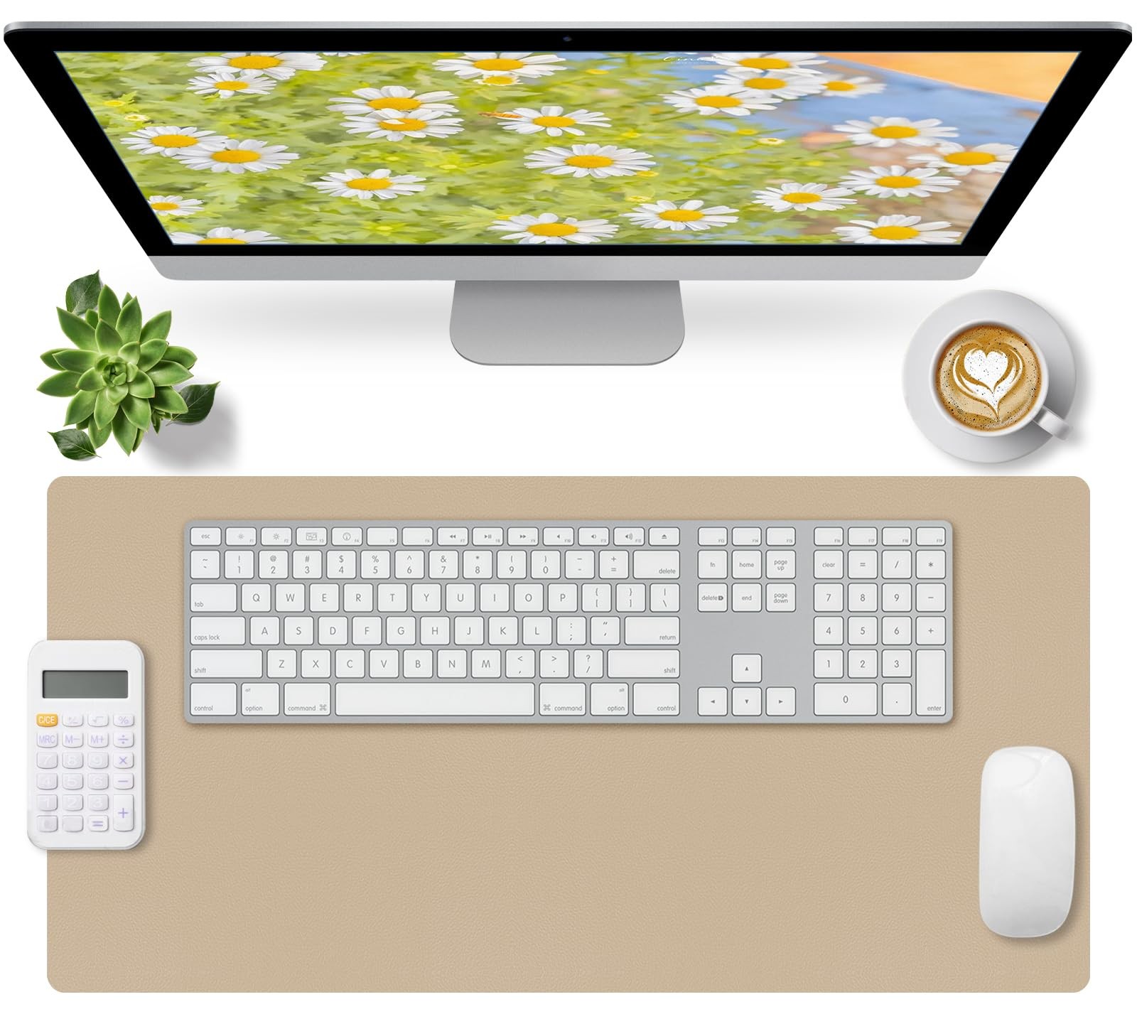1 PCS Beige Leather Desk Mat Large Mouse Pad Waterproof Writing 23.6x13.8