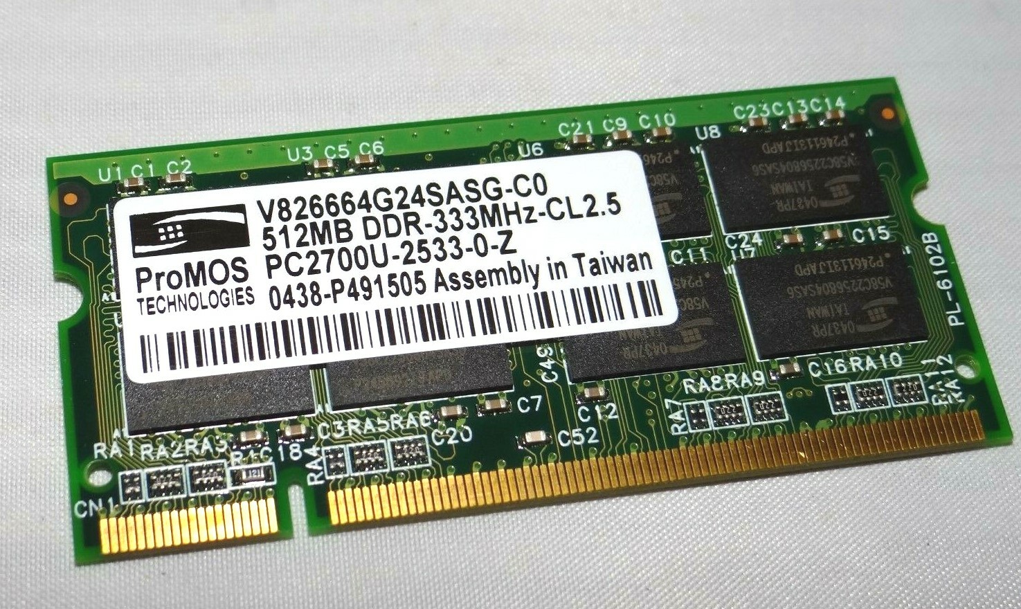 IBM ProMos RAM Memory Module 512MB PC2700U CL2.5 DDR3-333MHz V826664G24SASG-C0 