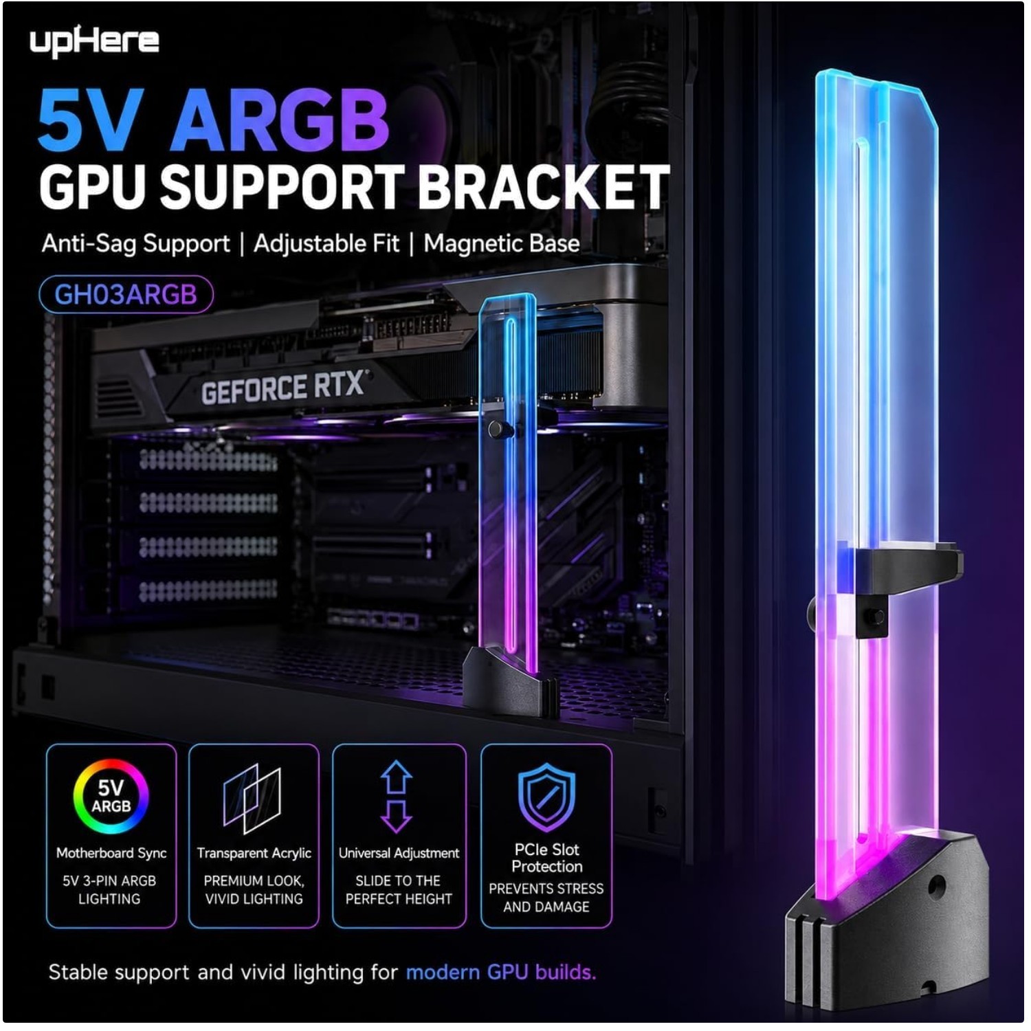 RGB GPU Brace Support Stand, Adjustable Height