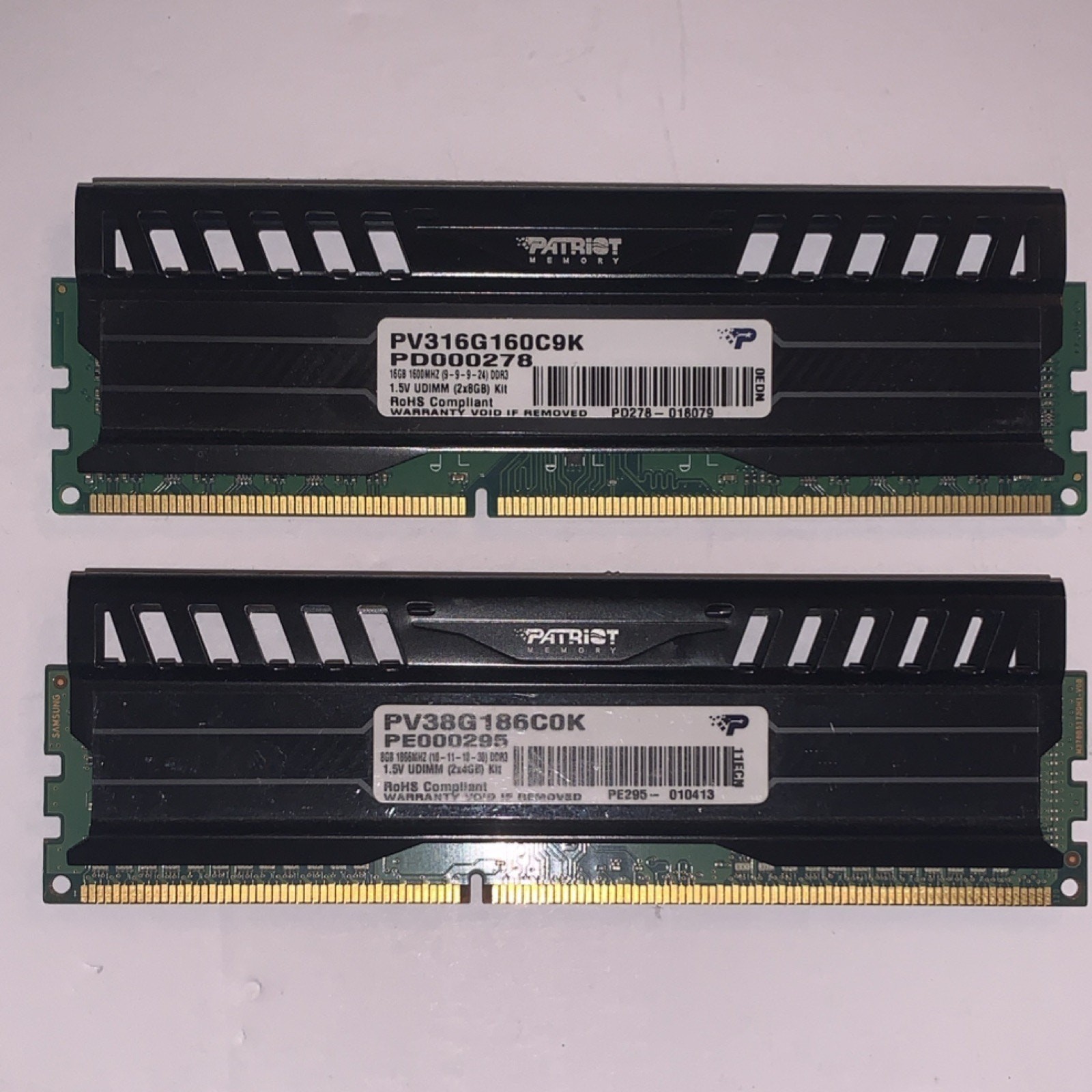 Patriot Viper DDR3 UDIMM 8GB & 4GB 1600/1866MHz RAM PV316G160C9K PV38G186C0K