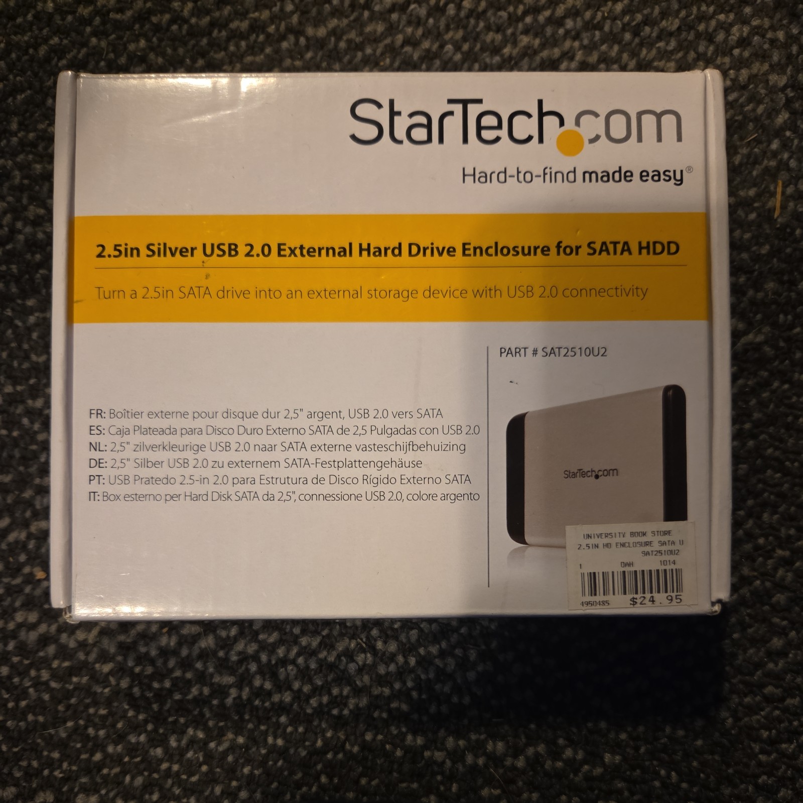 NEW StarTech SAT2510U2 Silver 2.5-in USB 2.0 External SATA Hard Drive Enclosure