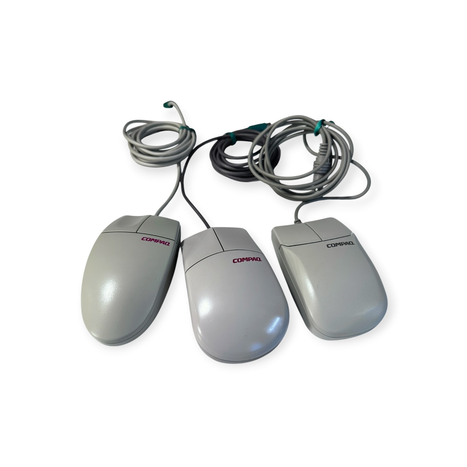 Lot of 3 Vintage Compaq Mechanical Ball Mouse PS/2 MUS2J, MUS9J N, M-S34