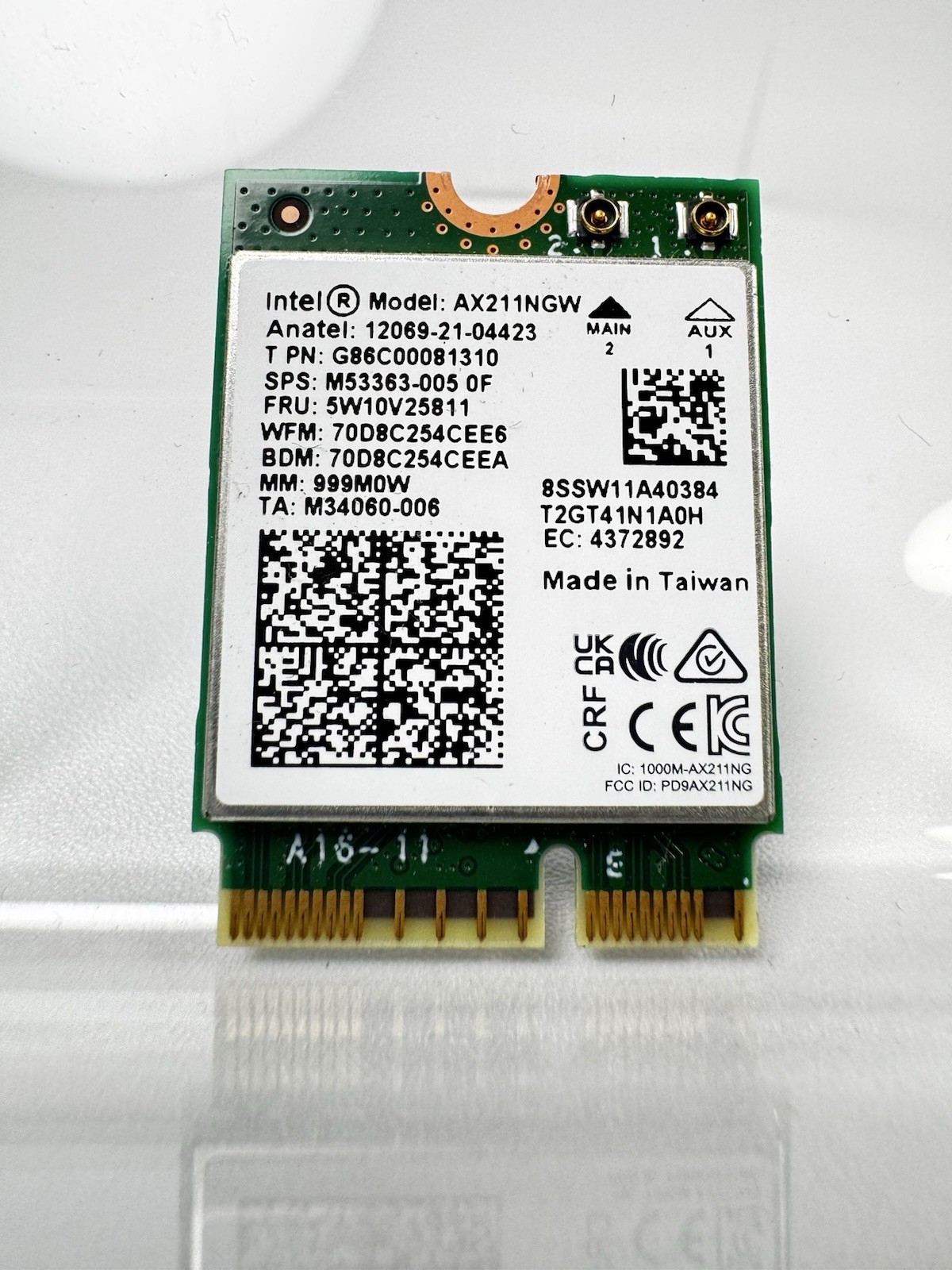 Intel AX211NGW WIFI 6E Adapter w/Tri Band 2.4/5/6GHz AX211NGW 2.4Gbps - TESTED