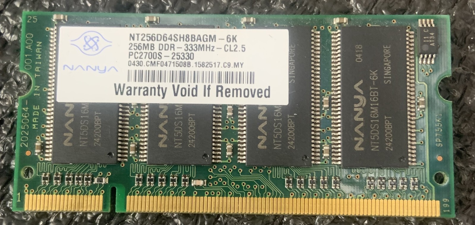 Nanya 256MB DDR-333MHz-CL22.5 - NT256D64SH8BAGM-6K