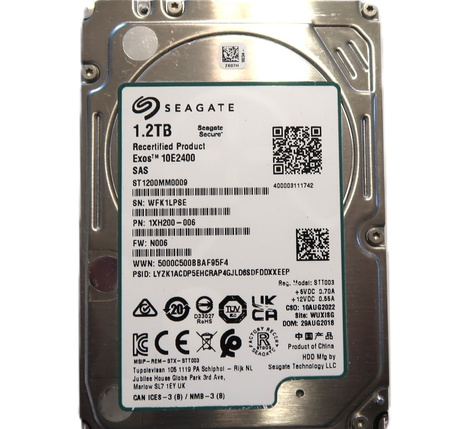 Seagate ST1200MM0009 10E2400 1XH200-006 N006 10k 12Gb/s Exos 1.2TB 2.5" SAS HDD