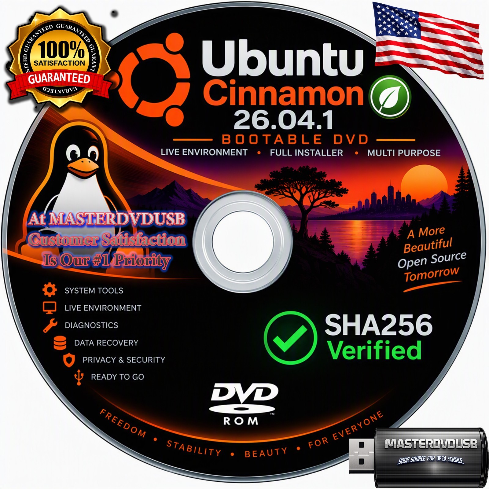 Ubuntu Cinnamon 26.04.1 Bootable DVD  64-Bit Live Installer | SHA256 Verified |