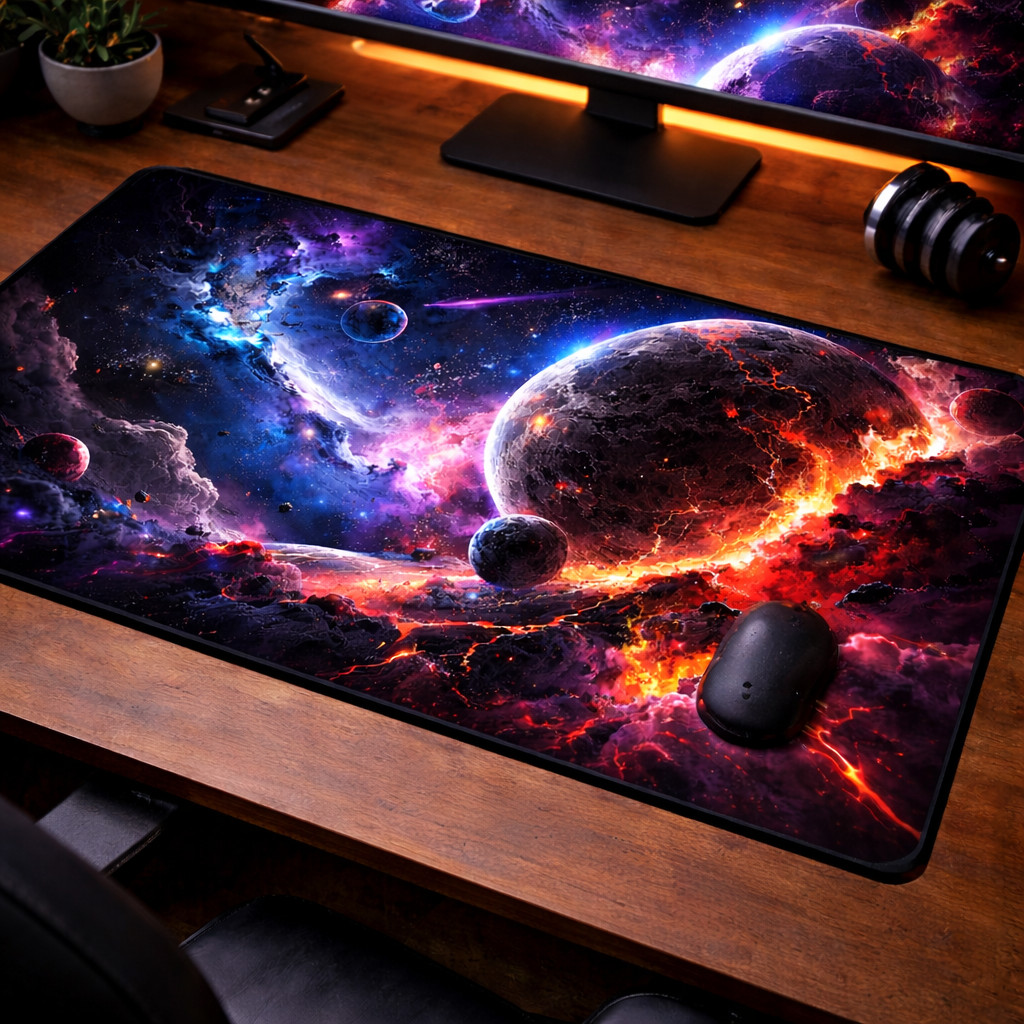 Galaxy Space Gaming Mouse Pad Lava Planet Nebula Large Desk Mat Gamer Gift XXL