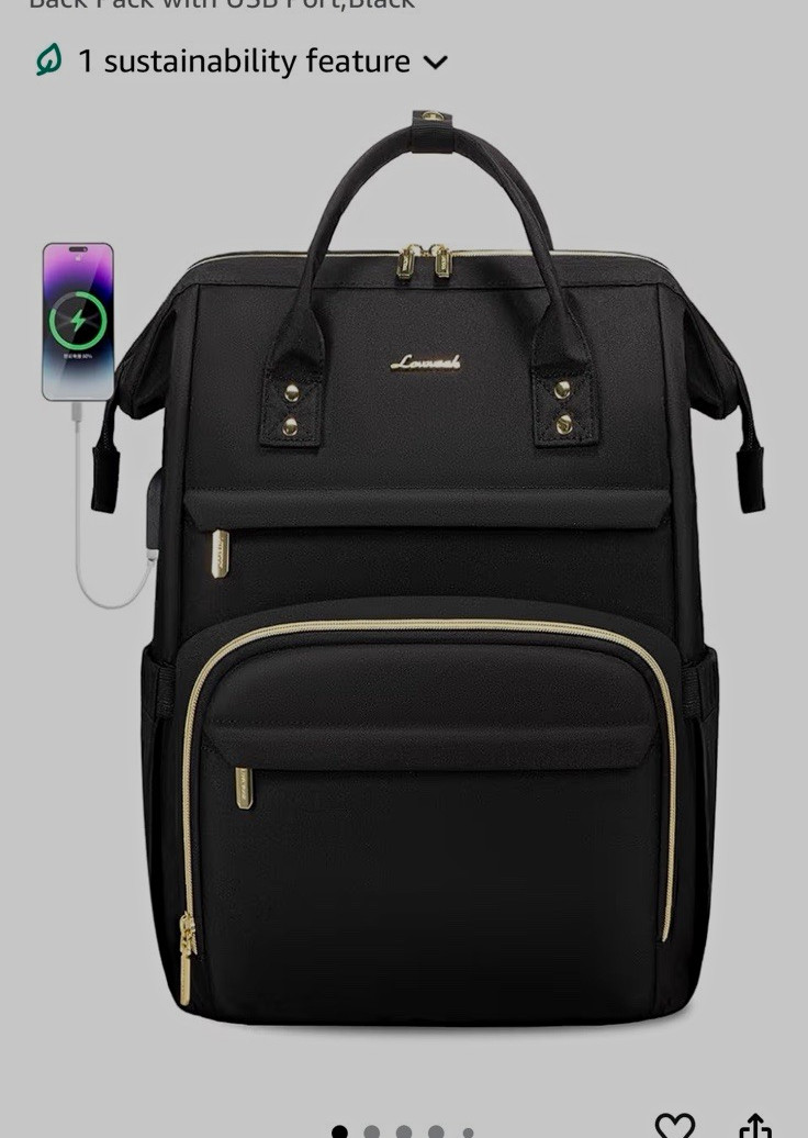 LOVEVOOK Black Solid Laptop Backpack 15.6 in Padded Compartment USB Port