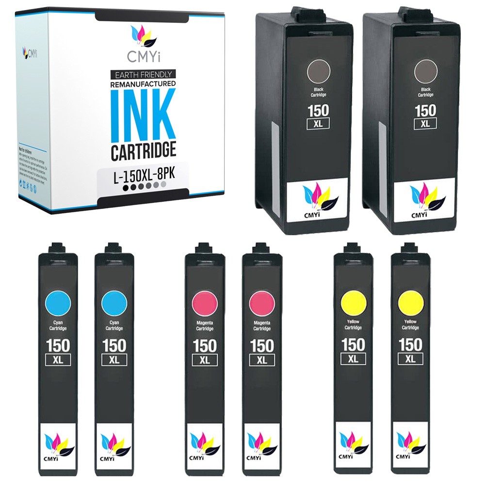 CMYi 8-Pack Replacement 150XL Ink Cartridge for Lexmark Pro715 Pro915 S310 S415