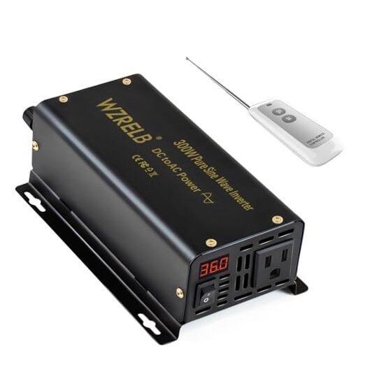 600W Pure Sine Wave Inverter 300W DC to 110V AC Power 24.0 Volts (DC)