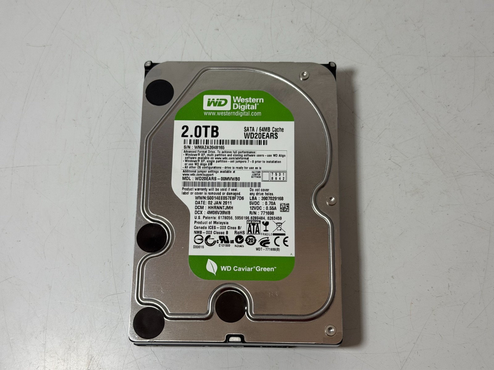 Western Digital WD Caviar Green 2TB 3.5" SATA HDD (WD20EARS) TESTED-GOOD