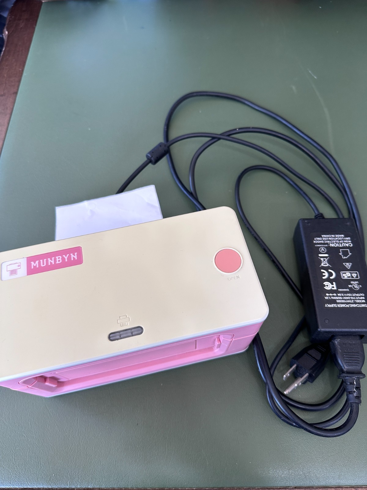 Munbyn Pink Thermal Shipping Label Printer  with Power Supply Cord Parts Only