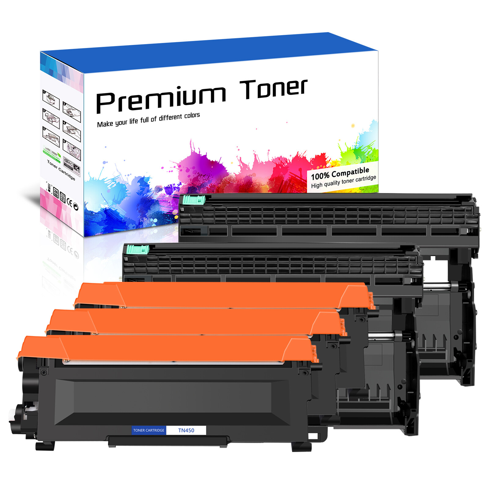 3PK TN450+2PK BK Toner Cartridge for Brother HL-2250DN HL-2270DW HL-2280DW