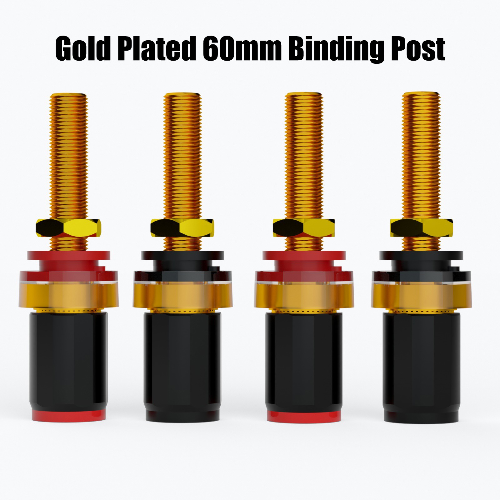 4pcs 24K Gold Plated High-end Brass Binding Post Set Screw/Solder 4.5mm Core New