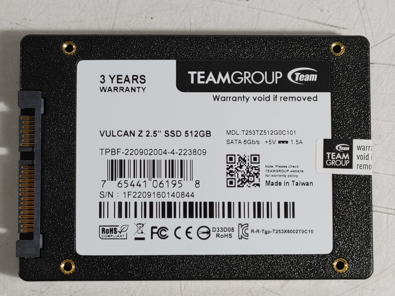 TeamGroup Vulcan Z T253TZ512G0C101 512 GB SATA III 3.5 in Solid State Drive