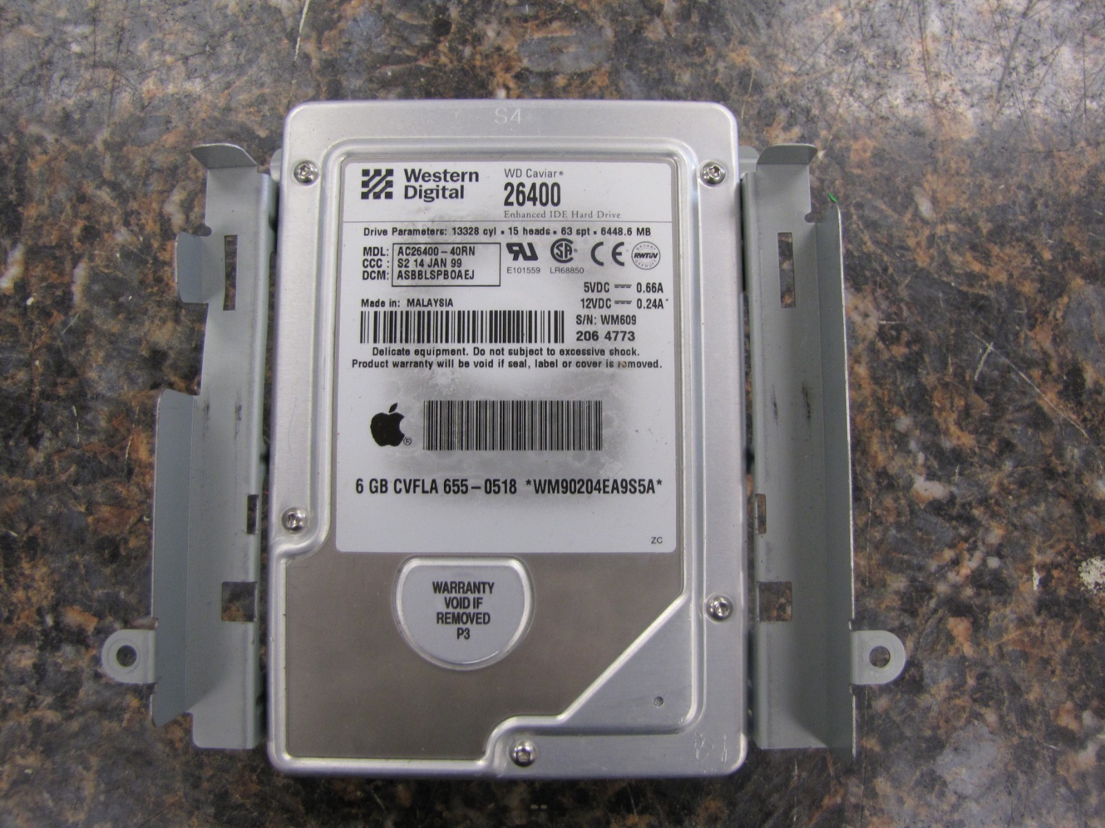 1999 WD Caviar 6.4GB IDE HDD AC26400 Apple Retro Gaming Hard Drive -NI23