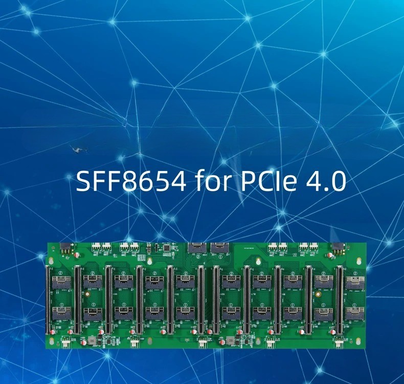 11‑Slot SFF‑8654 PCIe4/5.0 GPU X16 Switch Backplane Multi‑GPU For AI Server