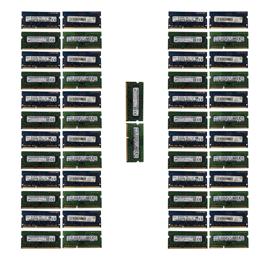 Lot of 50 Mixed Brand Samsung Micron SK Hynix DDR3L 4GB 1600MHz SODIMM RAM