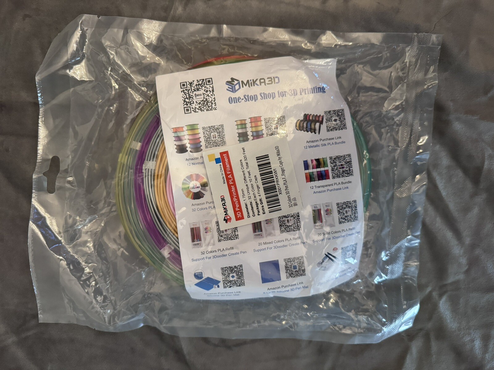 MIKA3D Pen/Printer PLA Filament - 32 Colors 320 Feet Total