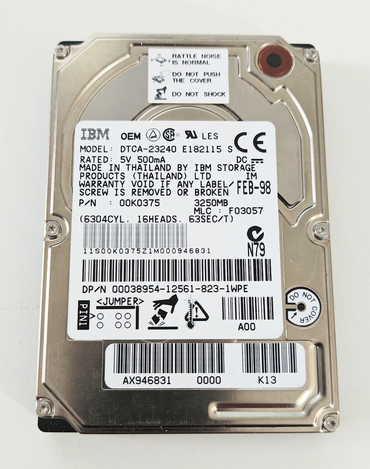 IBM Travelstar 4GT 4.1GB 2.5" IDE Hard Drive - DTCA-24090 - NO BAD SECTORS