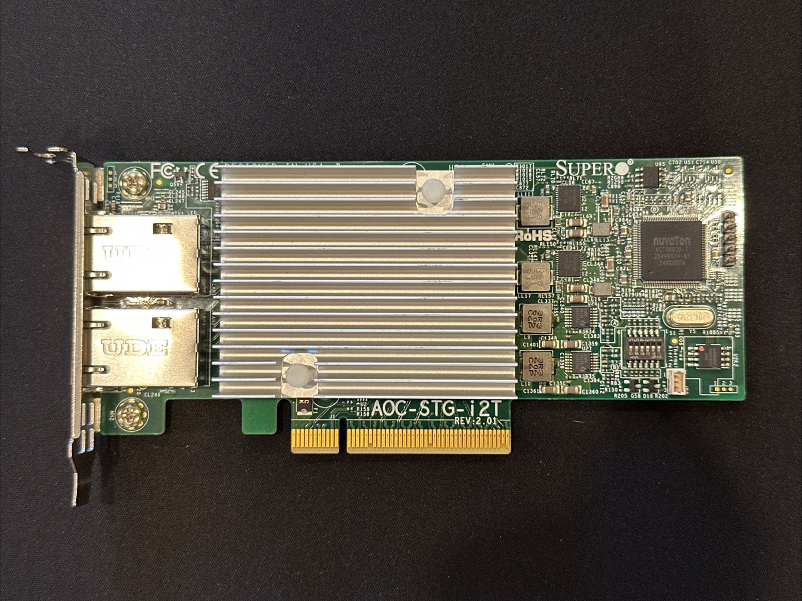 Supermicro AOC-STG-I2T Dual Port 10GBase-T RJ45 NIC Intel X540 PCIe x8 Used