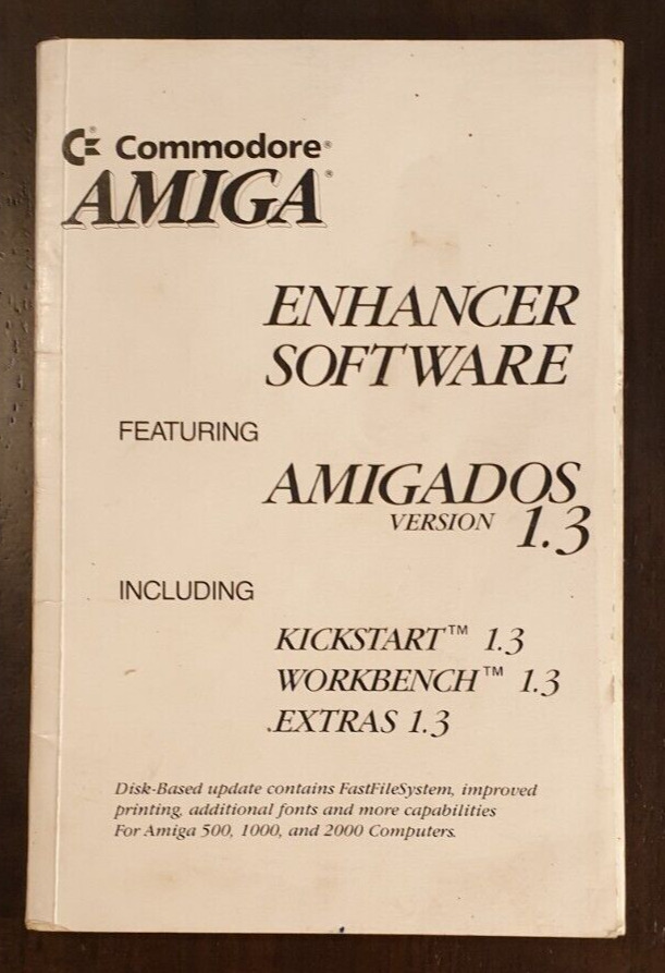 Commodore Amiga Enhancer Software User Manual Vintage Featuring AMIGADOS Ver 1.3