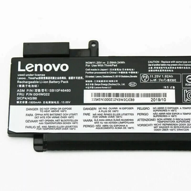 Genuine  24Wh 00HW022 00HW023 Laptop Battery For Lenovo ThinkPad T460s T470s OEM