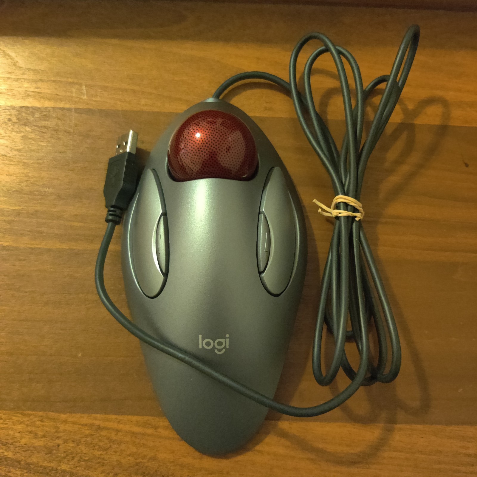 Logitech T-BC21 PC Mouse Trackman Trackball Red Marble Ergonomic Ambidextrous