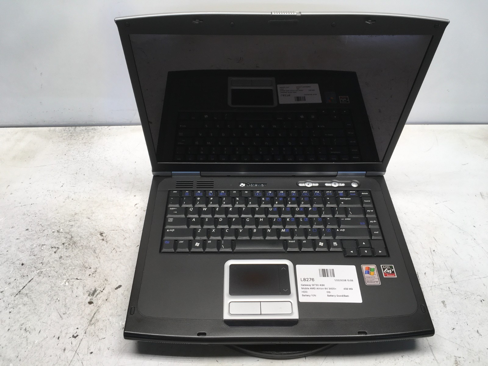 Gateway W730-K8X Mobile AMD Athlon 64 3400+ 2200MHz 456 MB NO HDD