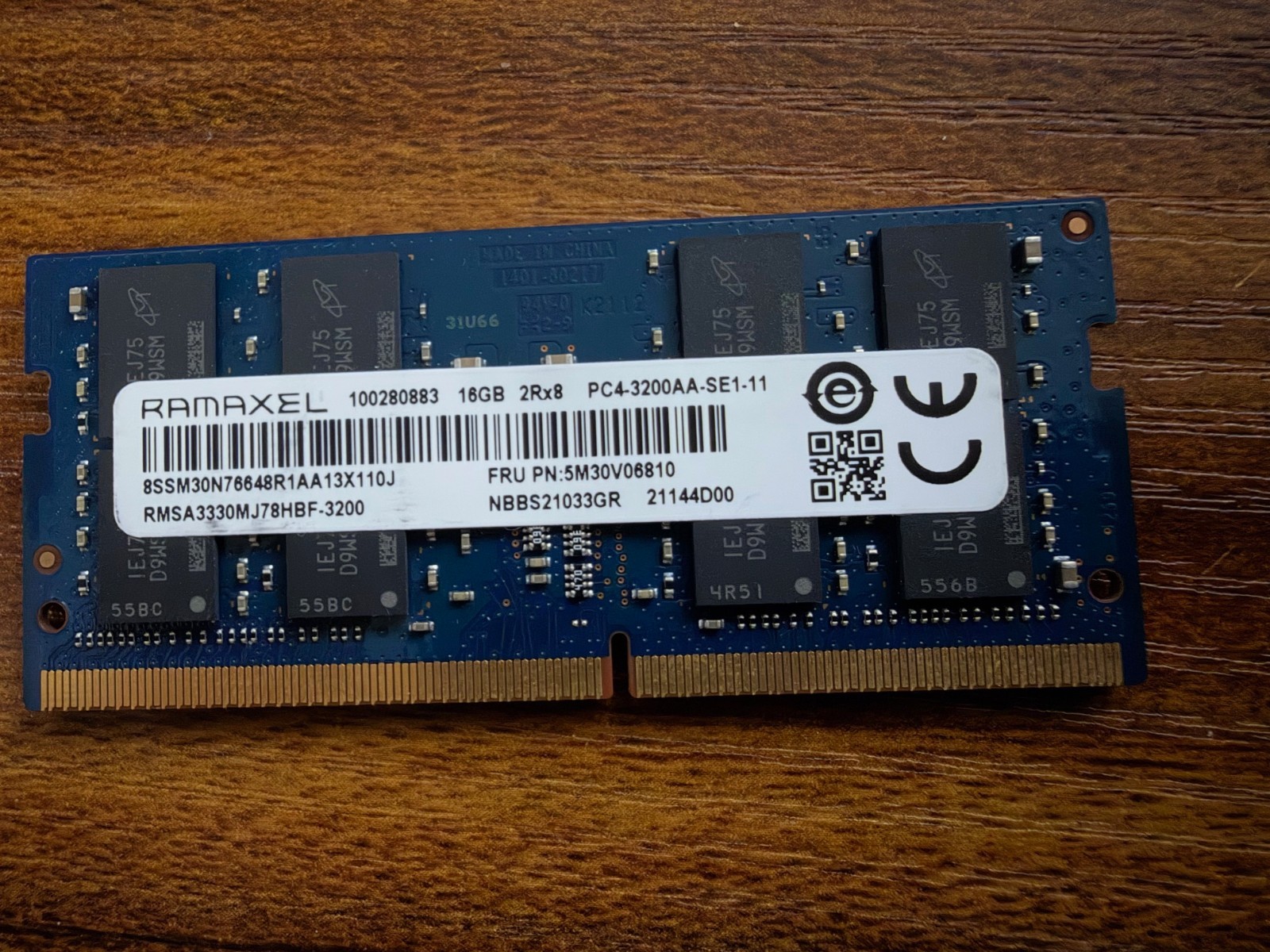 USED Ramaxel 16 GB (1x16GB) PC4-3200AA Laptop RAM 2Rx8 PC4-25600 5M30V06810