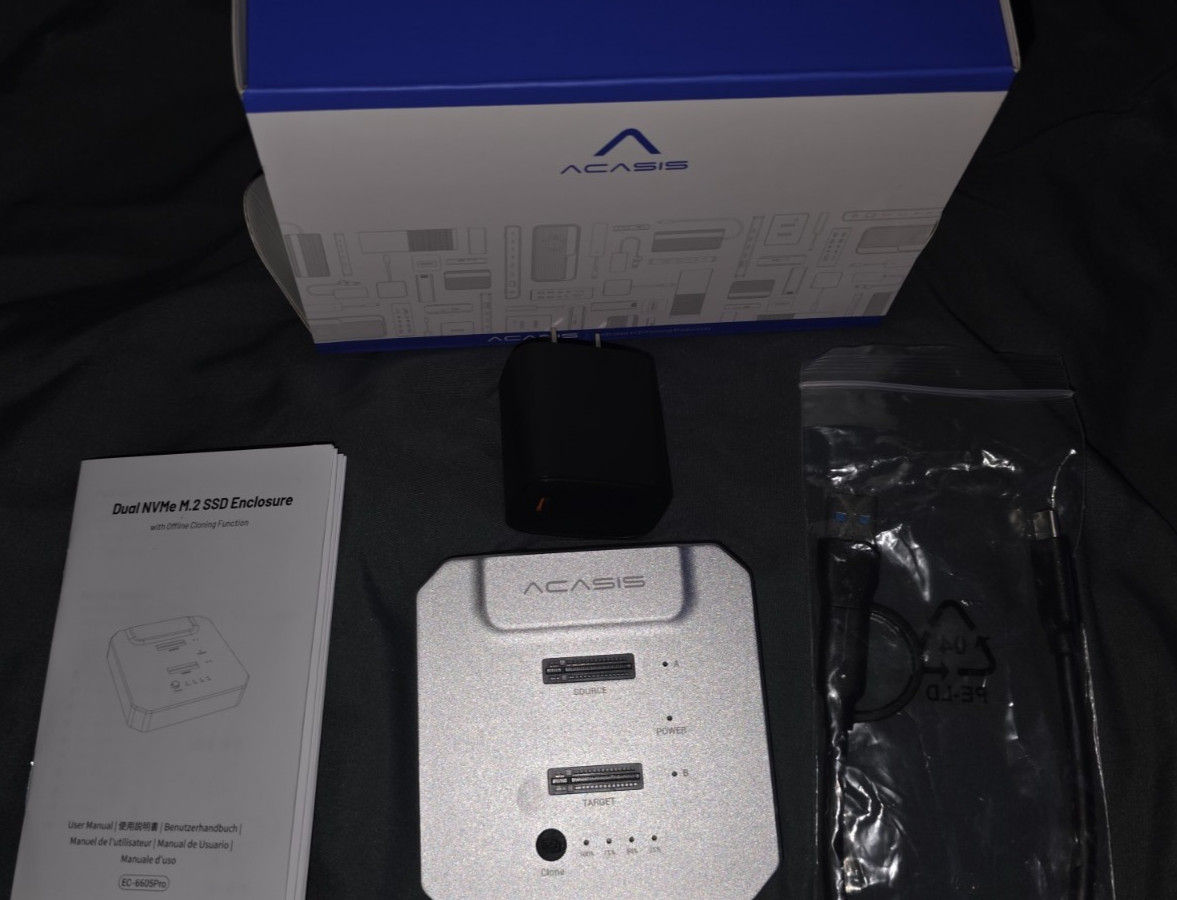 ACASIS 20Gbps M.2 Nvme SSD Cloner & Docking Station Dual-Bay Duplicator