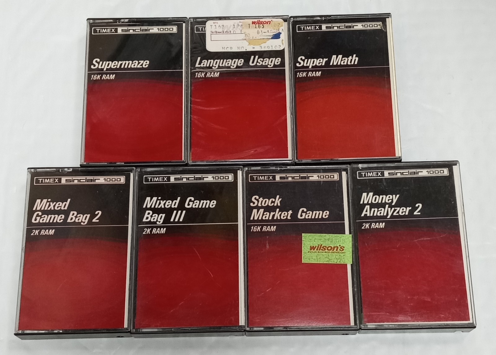 Lot of 7 Timex Sinclair 1000 Tapes TS Supermaze Mixed Game Bag Stock Market Math