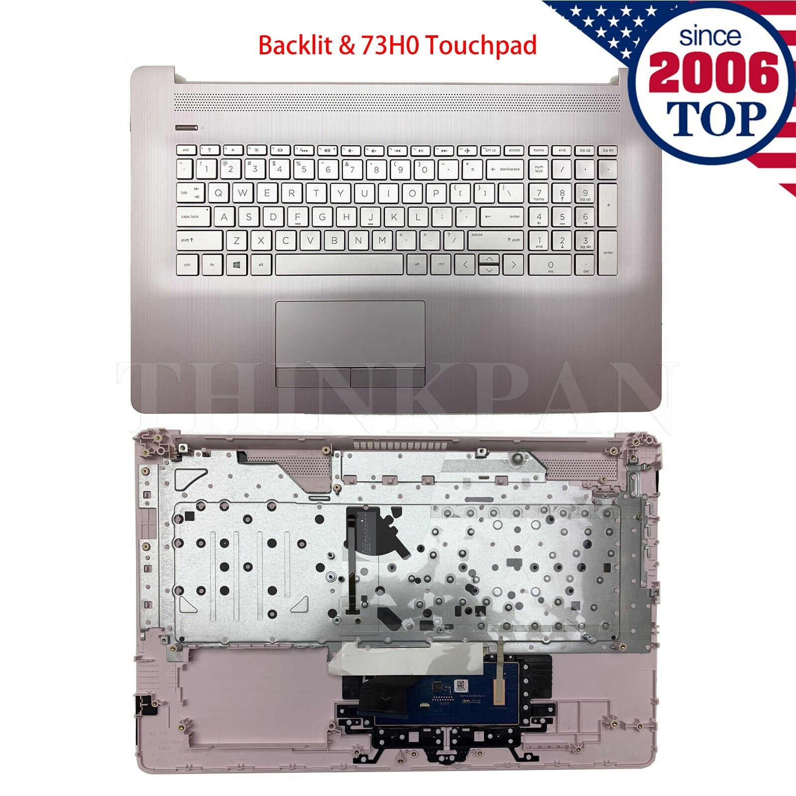 New For HP 17-BY 17-CA Palmrest Backlit Keyboard+Non-PTP Touchpad L28089-001 US