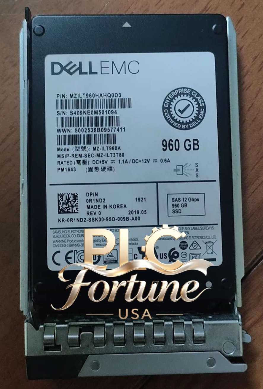 New Dell 0R1ND2 R1ND2 EMC 960GB 12G 2.5" SFF SAS RI SSD 14/15/16G KIT W/Tray